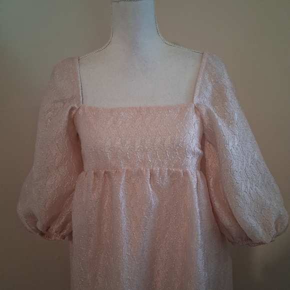 Anthropologie Puff Sleeve Soft Pink Dress Size XS NWT - Picture 4 of 9